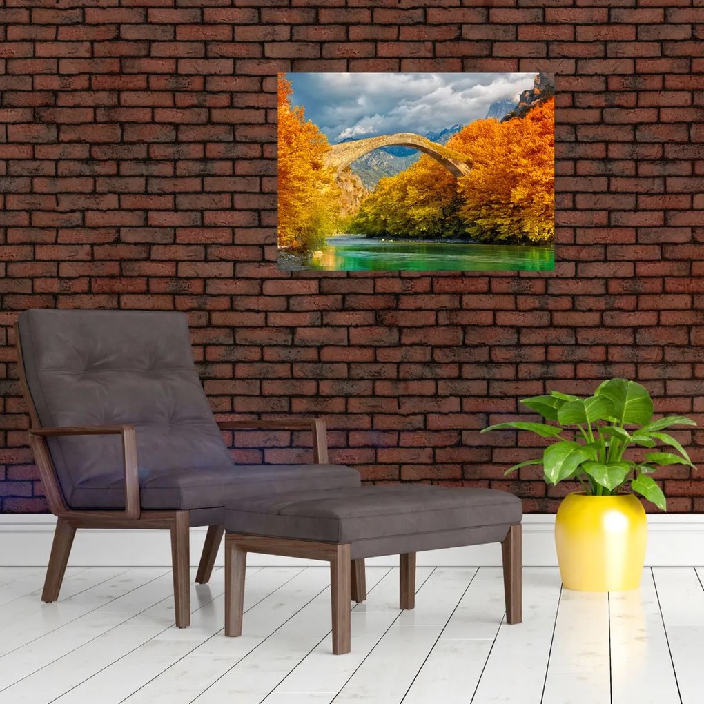 Tablou pe sticlă - Podul Konitsa (70x50 cm)
