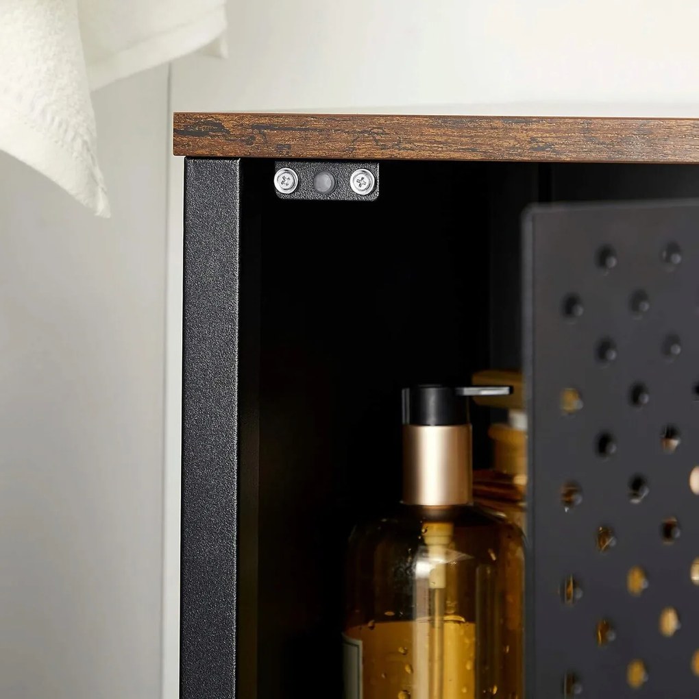 Comoda cu 1 usa Industrial, Songmics, 42.5 x 40 x 76 cm, PAL/otel, negru