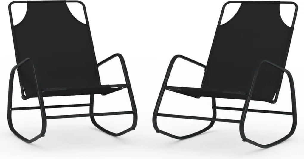 vidaXL Șezlonguri balansoare, 2 buc., negru, oțel și textilenă