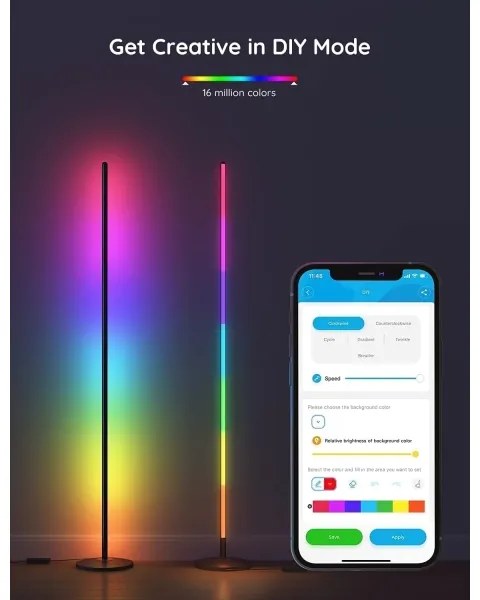 Govee - Lampă de podea LED RGBW reglabilă LITE MATTER LED/24W/230V Wi-Fi