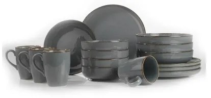 Set de masă, 16 piese, gri/porțelan