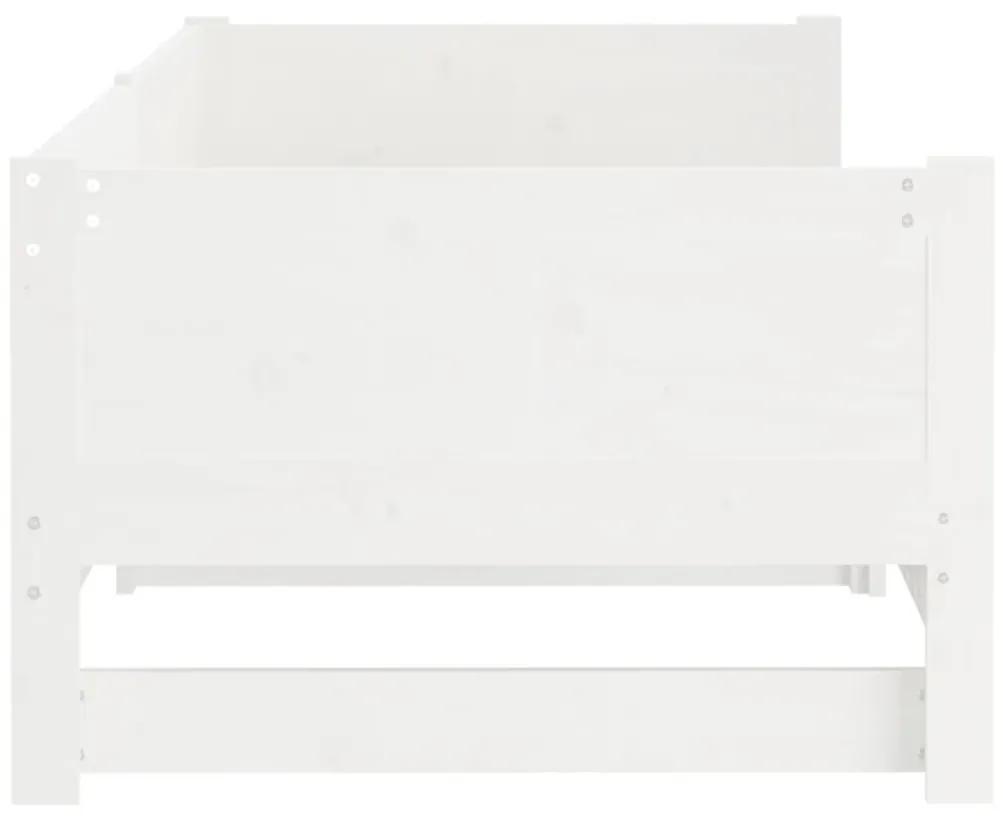 Pat extensibil de zi, alb, 2x(80x200) cm, lemn masiv de pin Alb, 80 x 200 cm