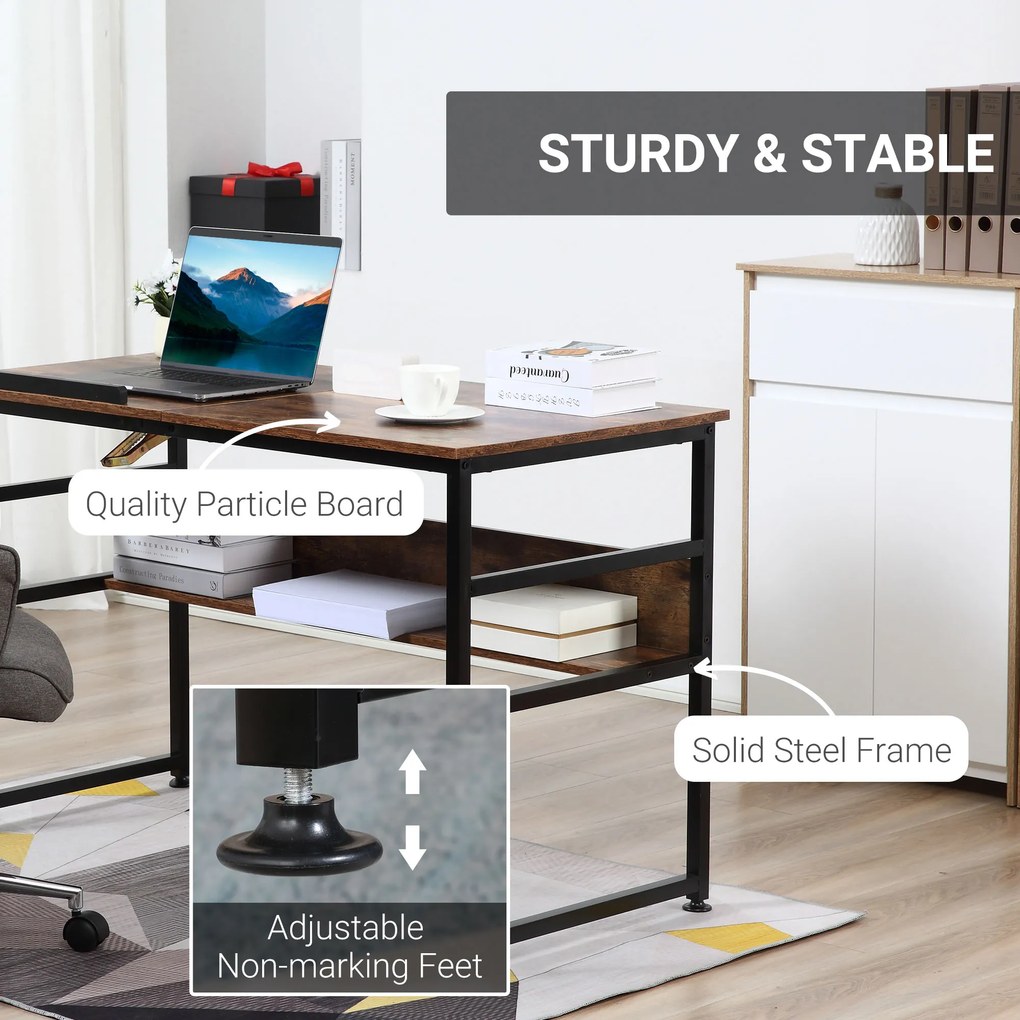 HOMCOM Masa pentru desen rabatabila pe 15 niveluri de la 0-70°, birou pentru camera si birou in stil industrial, 120x60x75cm, maro | Aosom Romania