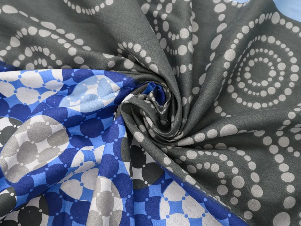 Lenjerie de pat din bumbac CERCURI ALBASTRU, albastru Dimensiune lenjerie de pat: 70 x 90 cm | 140 x 200 cm