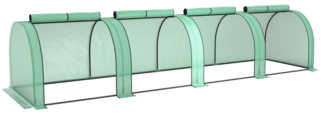 Outsunny Seră Portabilă Tip Tunel 4x1x0.8 m cu 4 Uși cu Fermoar, Acoperire PVC Rezistentă la Apă/UV | Aosom Romania
