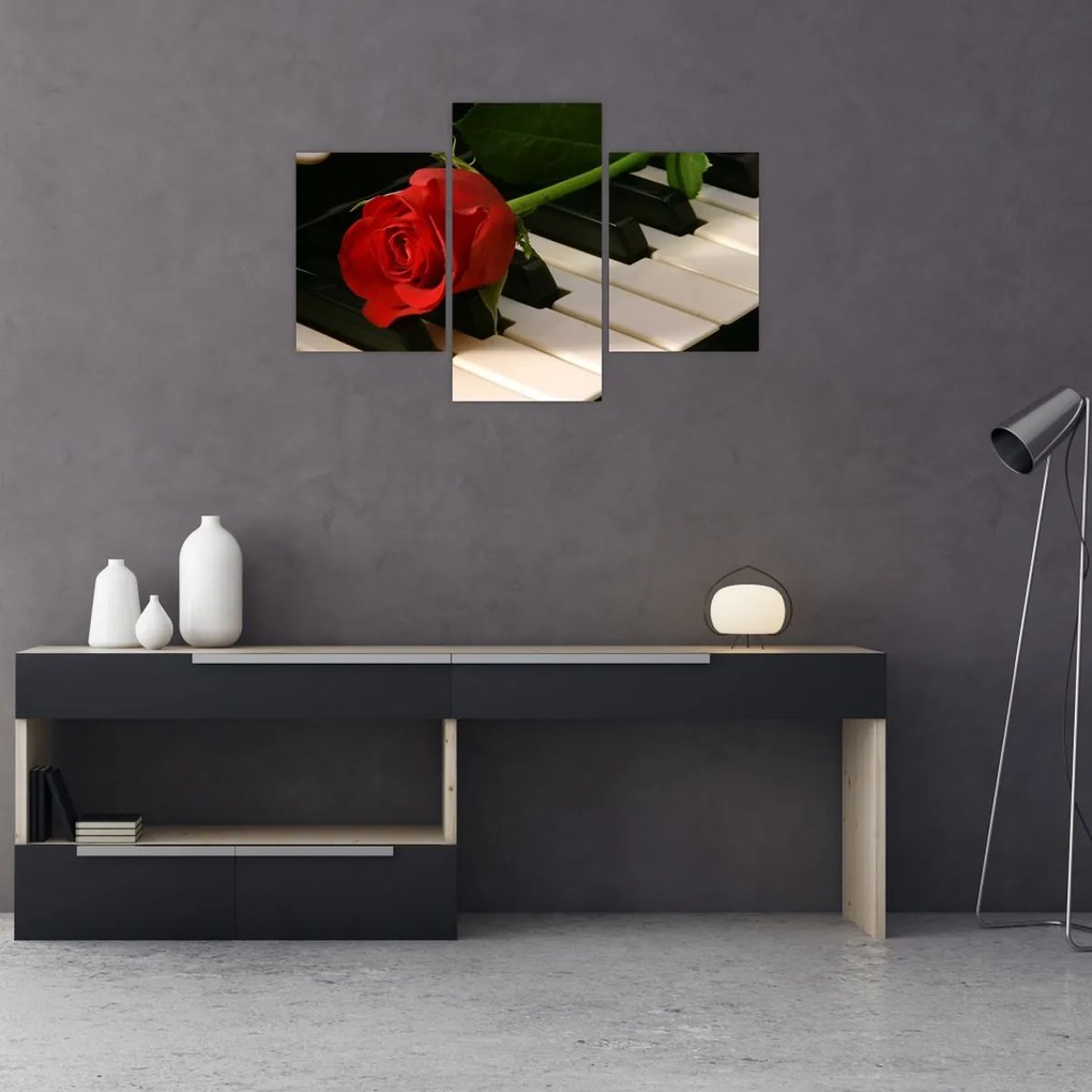 Tablou - Pian și trandafiri (90x60 cm)