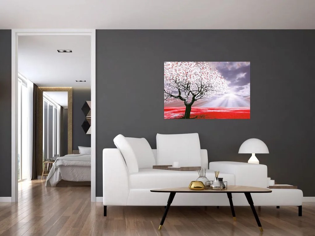 Tablou cu pomul roșu (90x60 cm)