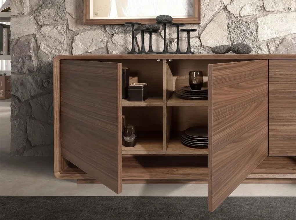 Comoda design LUX cu 3 usi Walnut
