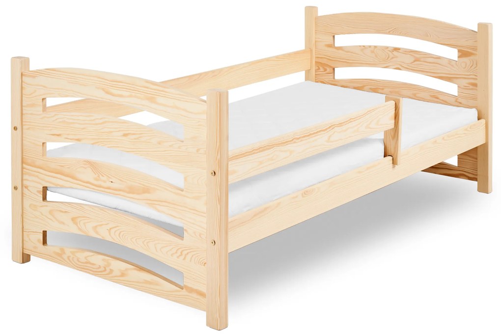 Pat pentru copii MELA 80 x 160 cm, pin Saltele: Saltea EASYSOFT 8 cm, Somiera pat: Cu lamele curbate