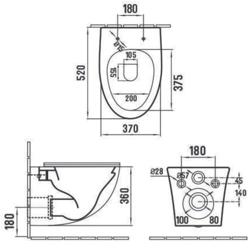 Set complet baie cu mobilier Cersanit si vas de wc suspendat Foglia