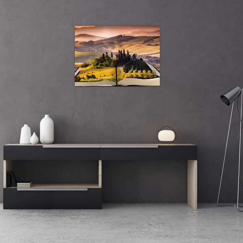 Tablou cu peisaj în carte (70x50 cm)