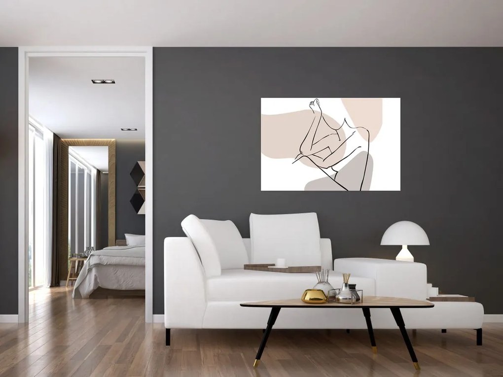 Tablou - Femeie corp linie de artă N⁰1 (90x60 cm)