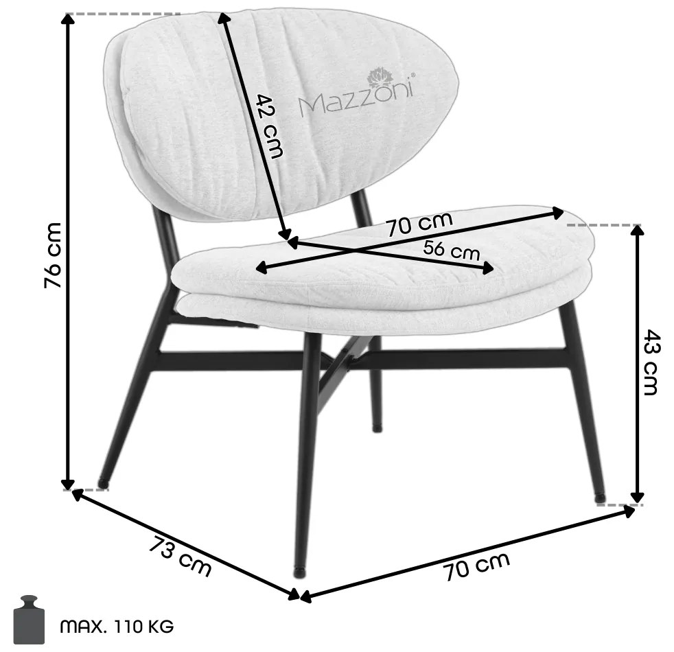 MAZZONI EXPORT SOPHIA Verde (material Apia 352)/cadru negru - FOTOLIU DE ODIHNĂ SCAUN PENTRU SALON/BIROU TAPIȚAT