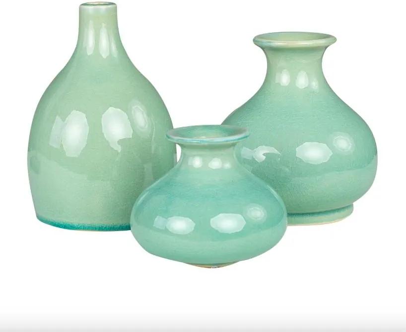 Set 3 vaze verzi din ceramica Jade Vases