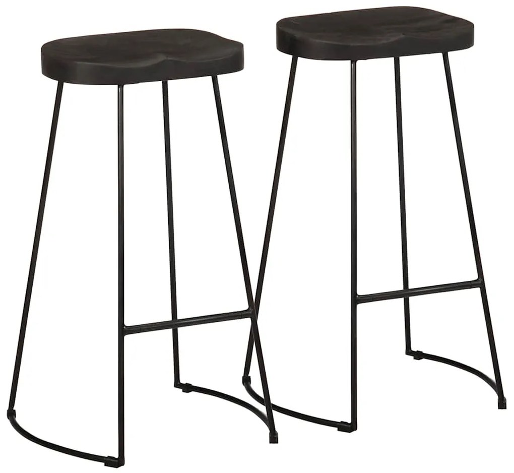vidaXL Scaune de bar 2 buc Negru 45x40x78 cm lemn masiv de mango