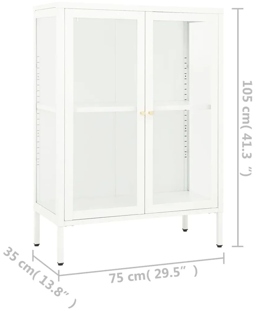Servanta, alb, 75x35x105 cm, otel si sticla 1, Alb