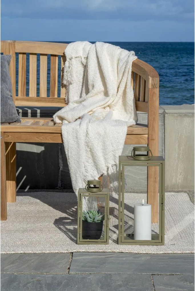 Felinare decorative Corfu, metal/vidră, verde, set de 2