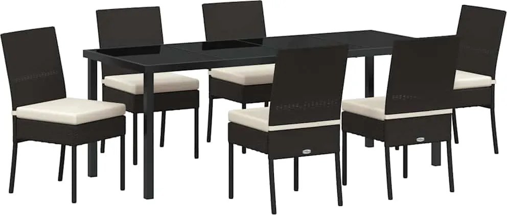 vidaXL Set de masă pentru grădină 7 pcs Crem Oțel vopsit electrostatic