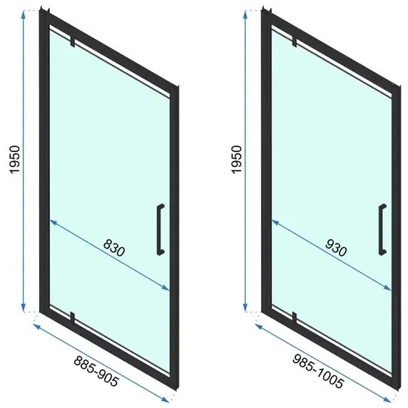 Cabina de dus dreptunghiulara de colt cu usi batante Rea Rapid Swing 100x90 cm