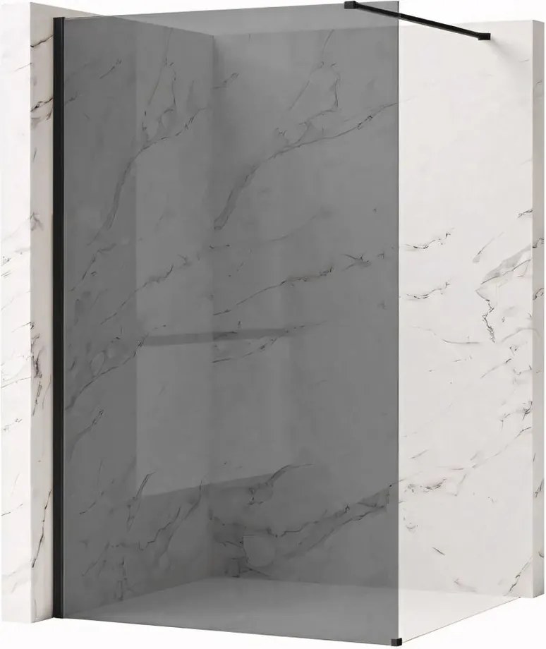 Paravan de dus fumuriu Rea Flexi Grey 120 cm negru