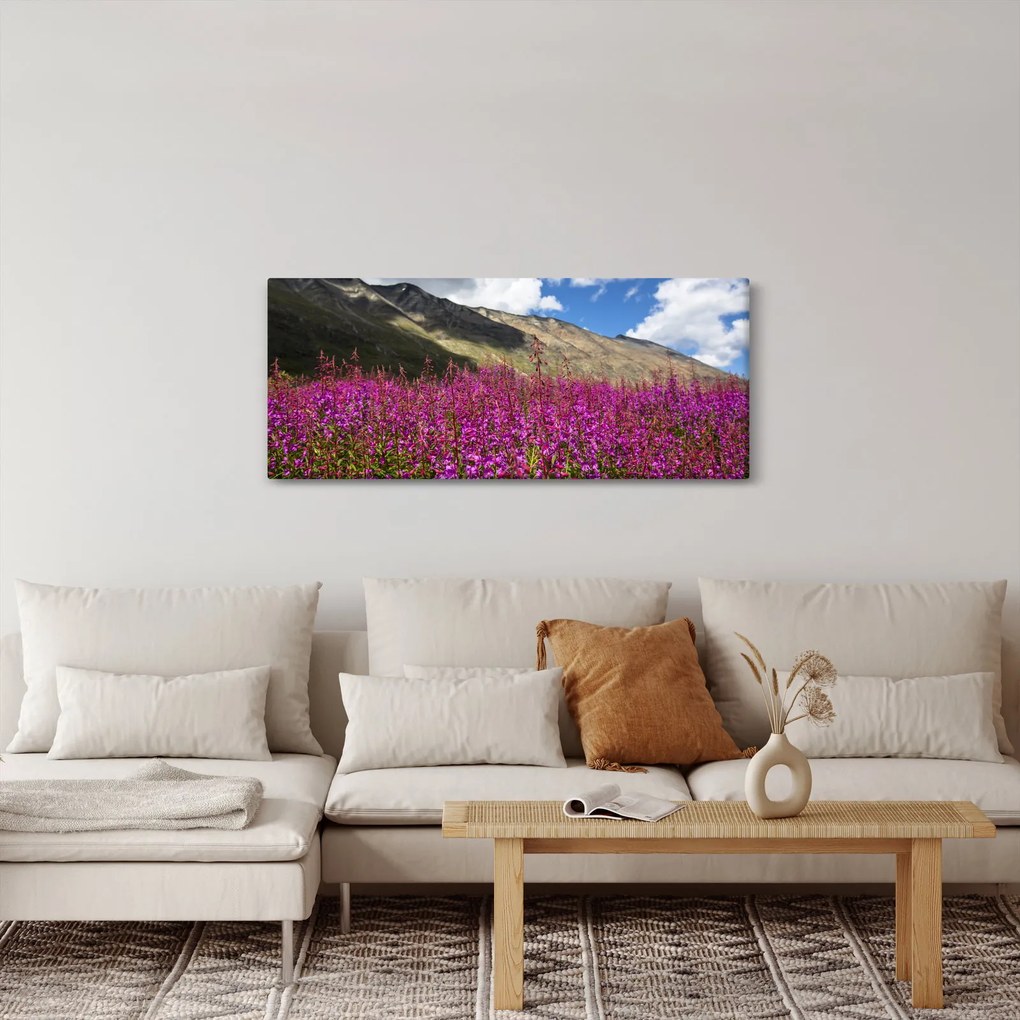 Tablou sceneriei cu lunca montană (120x50 cm)