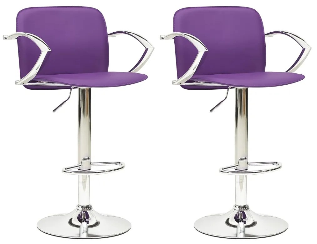 Scaune de bar, 2 buc., violet, piele ecologica 2, Violet