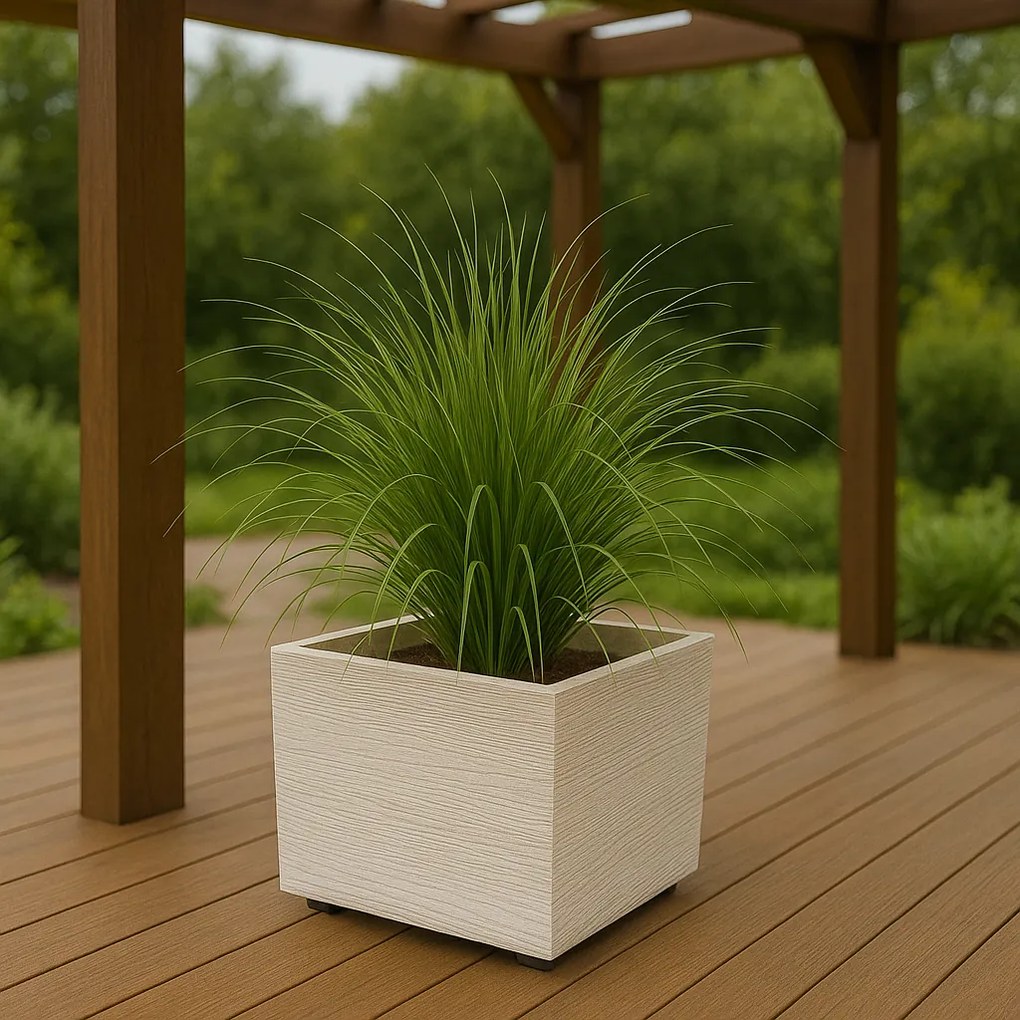 Ghiveci MADERA SQUARE ECO WOOD 38,5 cm , alb ECO, L