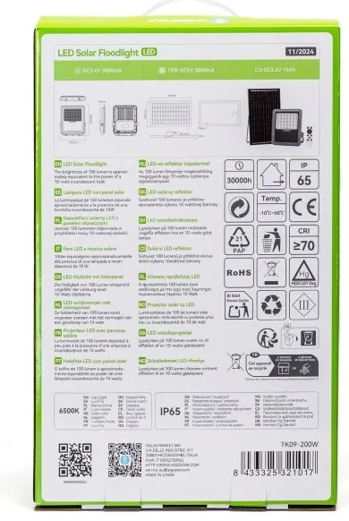 Proiector LED solar dimabil Aigostar LED/200W/3,4V IP65 + telecomandă