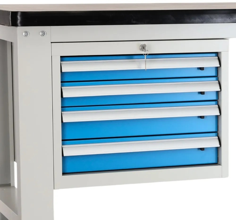 Masa atelier Solid MDF-43, 150 cm, 2 cutii suspendate, negru