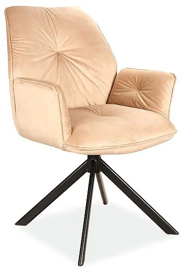 Scaun cu brate pivotant design modern Boogie II Velvet bej