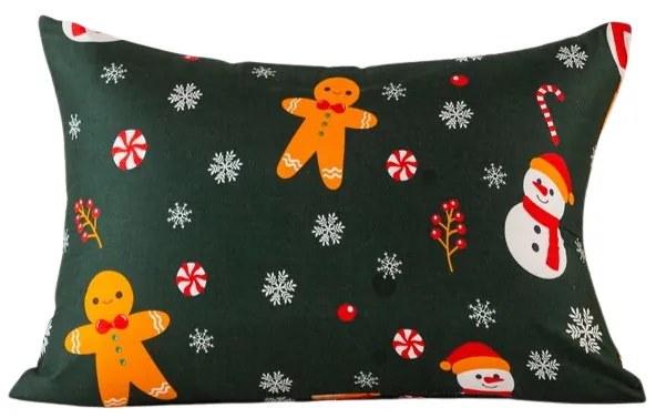 Fata de perna din microfibra SNOWMAN AND GINGERBREAD 70x90 cm, verde