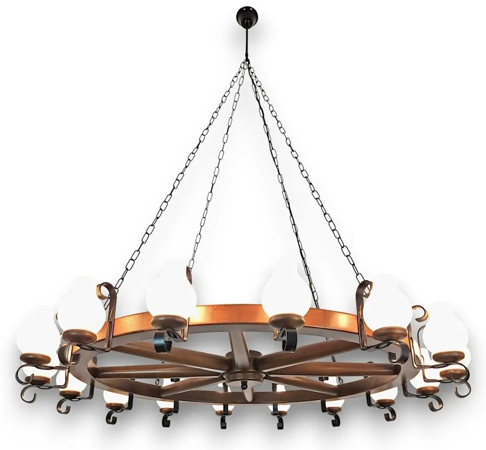 Candelabru rustic fabricat manual din lemn Roata 16L