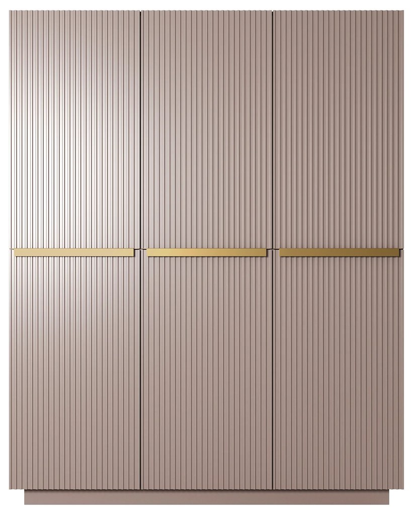 Dulap Nicole 150 cm - MDF roz antic / mânere aurii