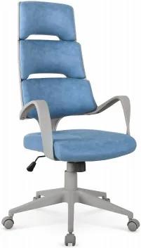 Scaun de birou ergonomic, tapitat cu piele ecologica Calypso Albastru / Gri, l62xA62xH117-127 cm