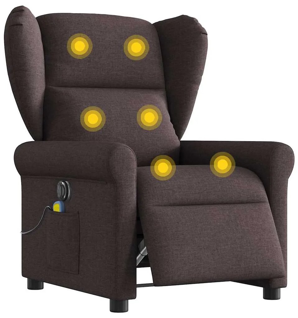 vidaXL Fotoliu electric de masaj rabatabil, maro închis, textil