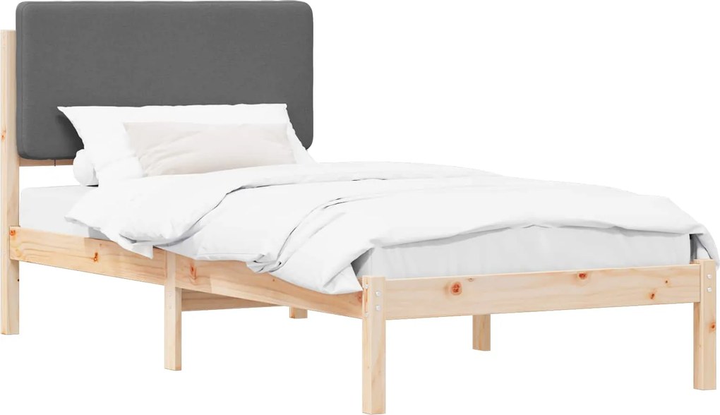 vidaXL Cadru de pat cu tăblie tapițată Gri închis 90 x 190 cm