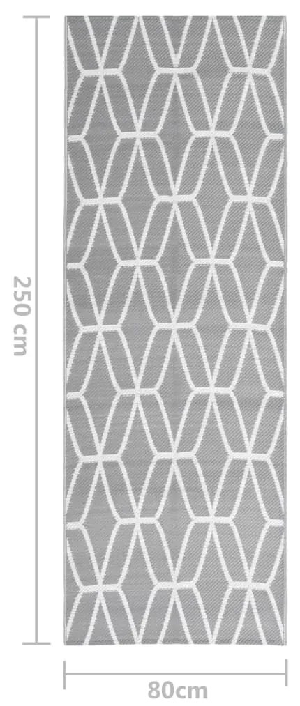 Covor de exterior, gri, 80x250 cm,PP Gri si alb, 80 x 250 cm