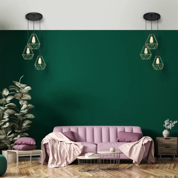 Lustră pe cablu KARO 3xE27/15W/230V auriu/negru