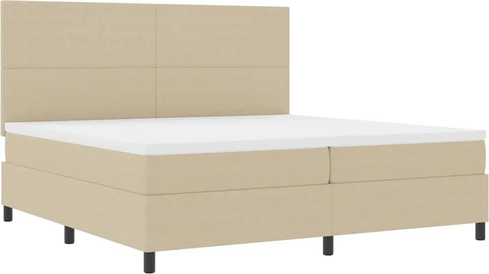 vidaXL Pat cu arcuri cu headboard Gri deschis și alb. 200 x 200 cm