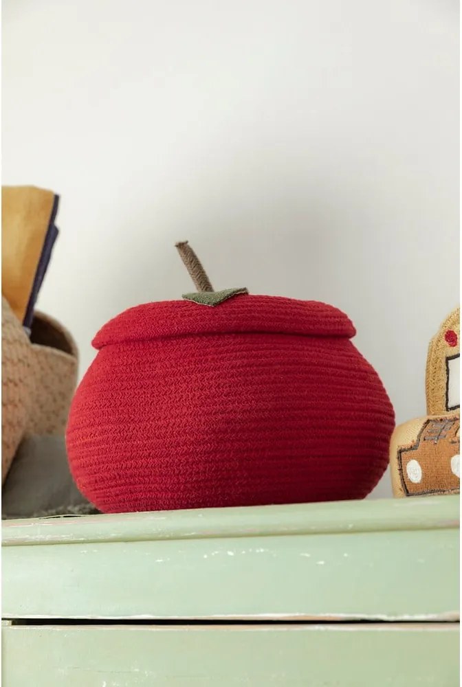 Coș de jucării pentru copii roșu din material textil ø 28x20 cm Apple – Lorena Canals