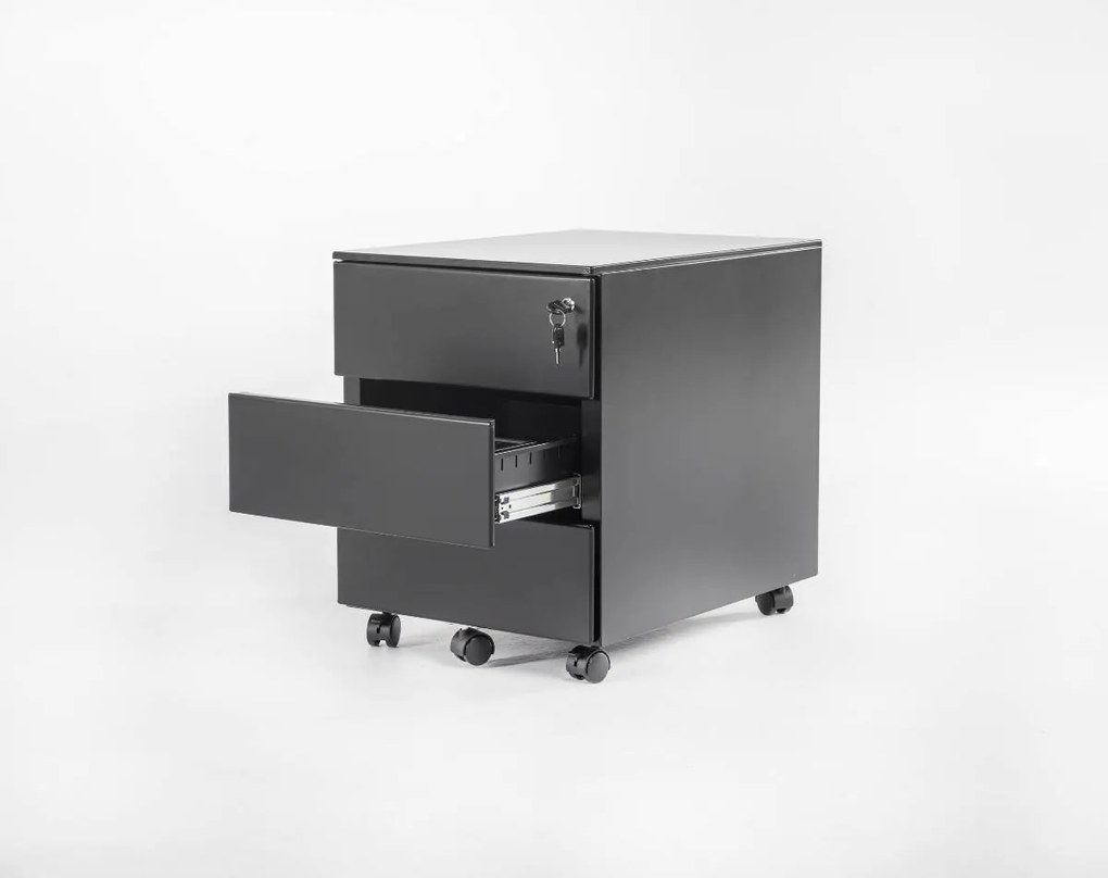 Rollbox metalic cu 3 sertare + organizator cadou - Negru