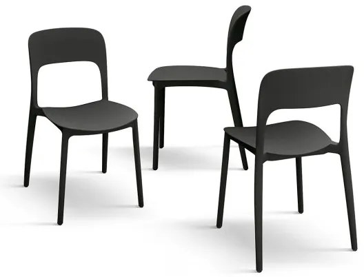 PAZZO DESIGN Set de 4 scaune Luana negru din polipropilenă | Aosom Romania