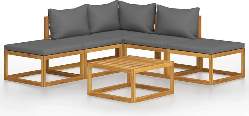vidaXL Set mobilier de grădină cu perne, 6 piese, lemn masiv de acacia