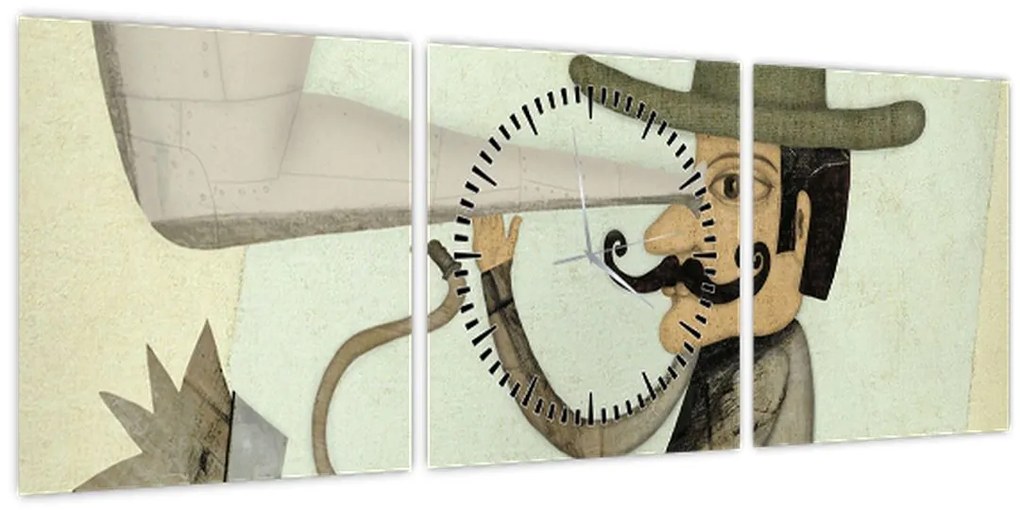 Tablou - Astronom pe bicicletă (cu ceas) (90x30 cm)