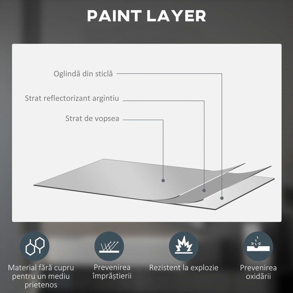 Kleankin Oglinda de Baie Rotunda cu Lumina LED in 3 Culori si intrerupatoare Touch, Ø70x3.5 cm, Transparent | Aosom Romania