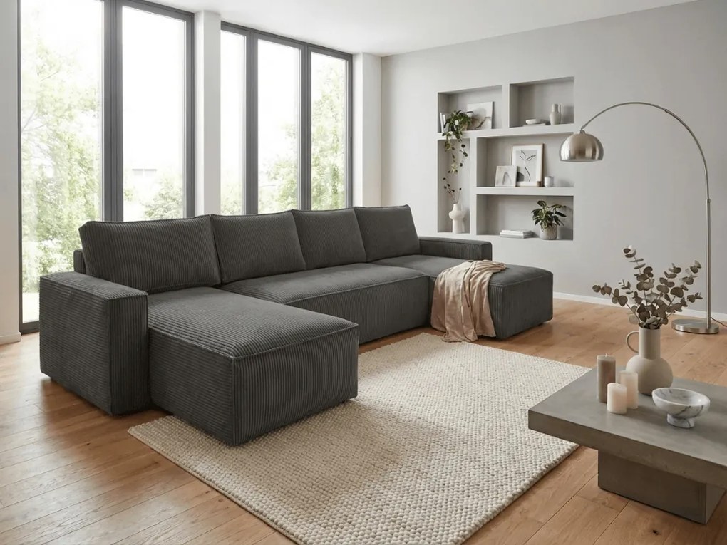 OFERTA Canapea gri inchis in U SMART COSARO 295x140 cm II. calitate