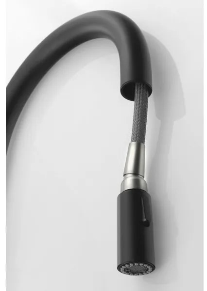 Baterie de chiuvetă cu cap de duș detașabil Sapho FLAWO negru mat