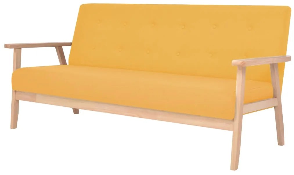 vidaXL Canapea cu 3 locuri, galben, material textil
