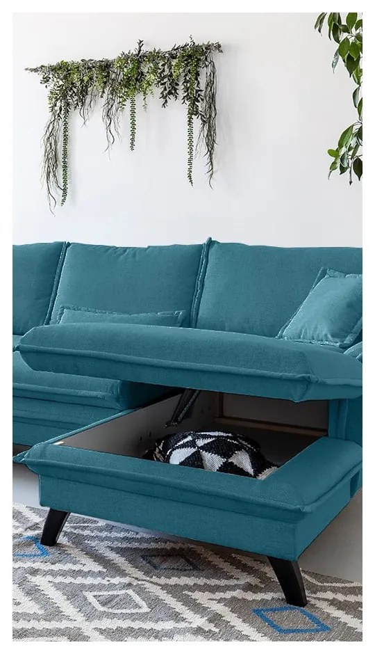 Colțar extensibil cu șezlong pe partea dreaptă Miuform Charming Charlie, turcoaz