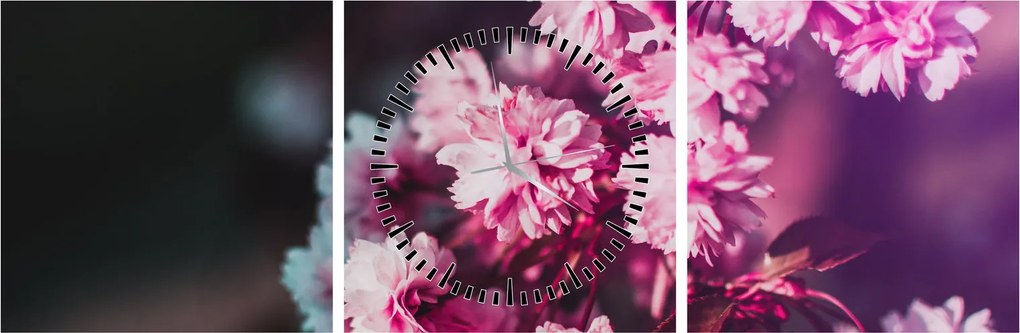 Tablou cu florile copacilor (cu ceas) (90x30 cm)